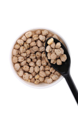 Chickpea uncooked chickpea isolated on white background, Top view.