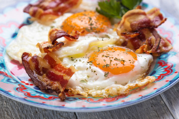 Fried eggs and bacon