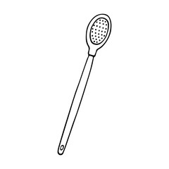 Brush for cleaning facial pores by hand drawn. Skin beauty massager. Vector element in doodle style.