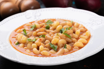 Italian pasta fagioli with kidney beans