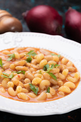 Italian pasta fagioli with kidney beans