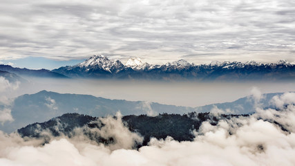 Himalayas mountains in Nepal, on the flight from Lukla to Kathmandu.