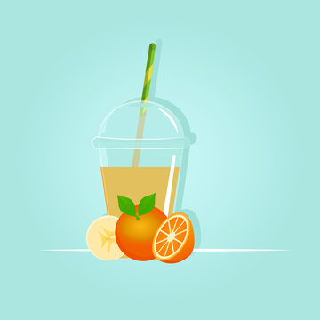 Orange smoothie. Recipe. Vector illustration 2