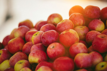 Fototapeta na wymiar Fresh red Apples at Farmers' market