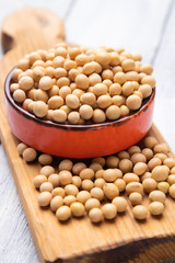 Bowl of dried soy beans