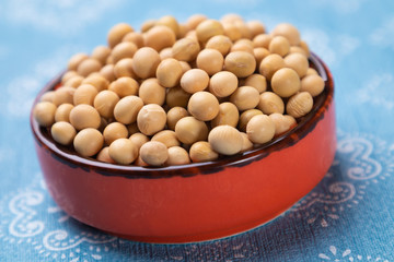 Bowl of dried soy beans
