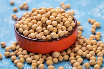 Bowl of dried soy beans