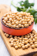Bowl of dried soy beans