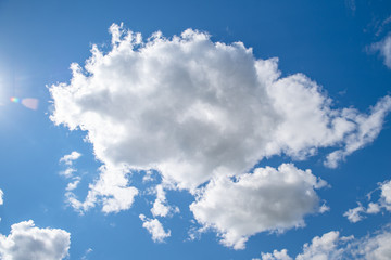Fototapeta na wymiar clear blue sky with white clouds, background