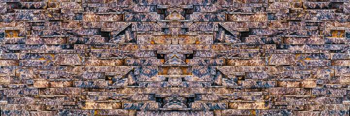 pattern collected from a variety of decorative, multi-colored stones, panoramic image