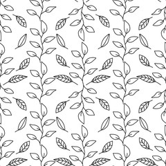Seamless pattern with the image of plants, leaves. Vector graphic floral pattern