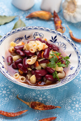 Italian pasta fagioli with kidney beans