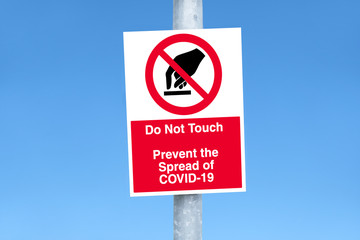 Do not touch contaminated surfaced in public places sign