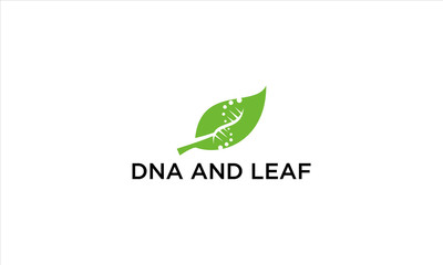 Fototapeta premium combination of DNA and LEAF logo design