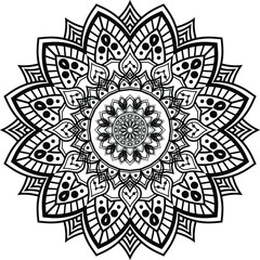 Mandala art or circular pattern for page decoraion card, adult coloring book, logo, meditation poster, henna, mehndi, tattoo.
