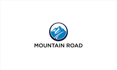 combination of mountain and road logo design