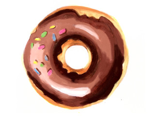 Illustration of a Chocolate Donut Sprinkled