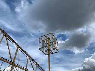 Empty advertising space, construction in the blue sky