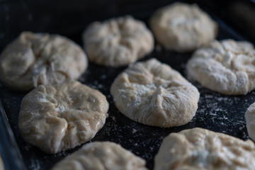 Preparation of buns with cottage cheese for baking