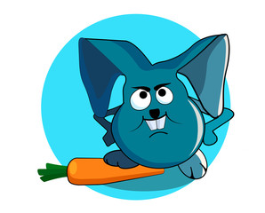 Vector image of a sad grey rabbit