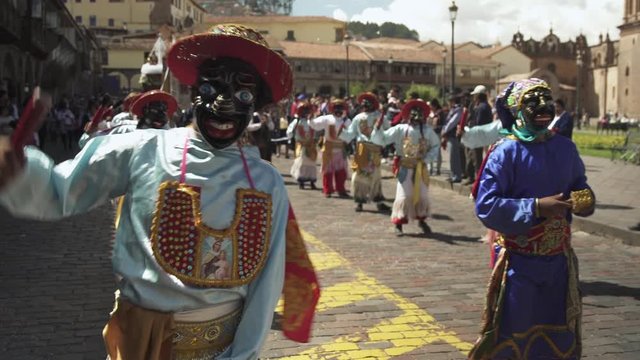 Traditional dance and costume parade in Cusco, Peru