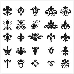 Heraldic symbols fleur de lis vector set French royal lily flowers - obrazy, fototapety, plakaty