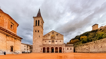 Fototapeta na wymiar Medieval Spoleto Cathedral Square, Spoleto, Umbria, Italy.