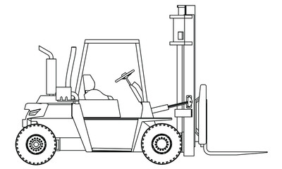 Fototapeta na wymiar Forklift outline vector. Special machines for the building work.