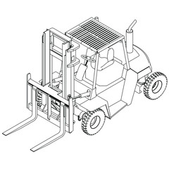 Forklift outline vector. Special machines for the building work.