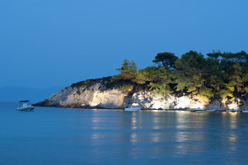 Fototapeta na wymiar Evening at sea, Sithonia peninsula in Greece