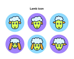 Lamb icon with colour vector