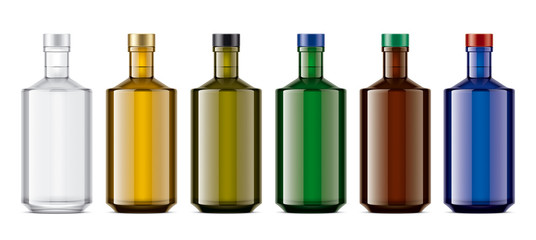 Set of Colored Glass bottles. 