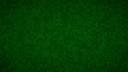 Abstract background of small squares or pixels in dark green colors