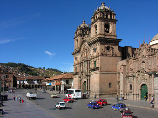 Fototapeta na wymiar Cathedral at Plaza de Armas in the old town of Lima