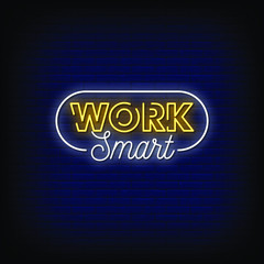 Work Smart Neon Signs Style Text vector