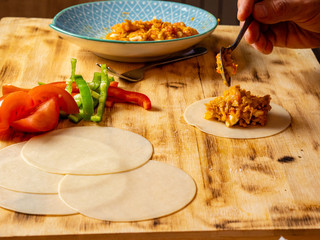 HOMEMADE PREPARATION OF TUNA, TOMATO AND PEPPER PASTIES