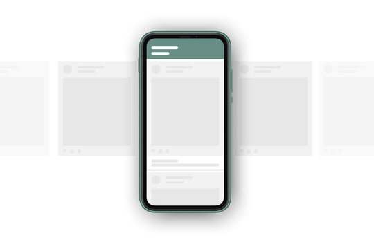 Social Media Post Carousel With Realistc 3d Smartphone Mockup. Social Network Interface.