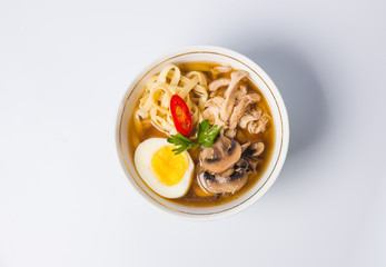 This is Udon soup noodles. Traditional Japanese dish.