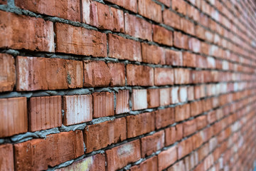 Red brick wall as background and texture