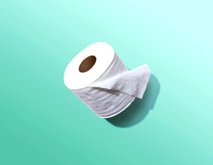 A roll of toilet paper overhead view - flat lay