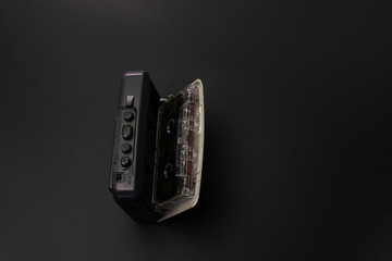 Cassette player with cassette inside