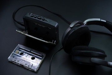 Tape cassette on a black background