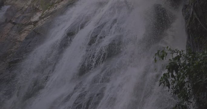 Waterfall Wild Nature in Hidden Place, Thailand, Slow Motion 4K