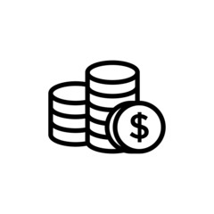 money coin vector icon in black flat design on white background