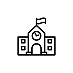 high school building in outline style on white background
