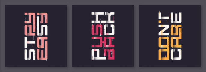 Set of graphic modern t-shirt vector designs, typography