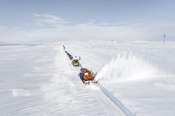 clearing snow for the passage of the column