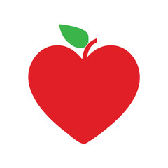 Apple shaped like red heart love symbol