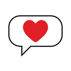 Red heart in speech bubble