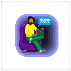 People at home in quarantine. Working at home and coworking space. Flat style illustration. Stop coronavirus.